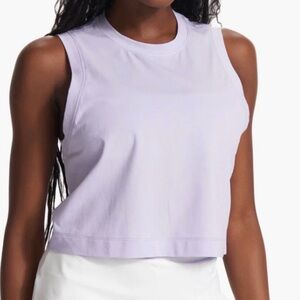 Vuori Women's Energy Crop Muscle Tank Top in Lavender Mist